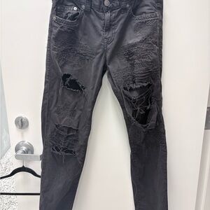 True Religion Charcoal Distressed Men Jeans